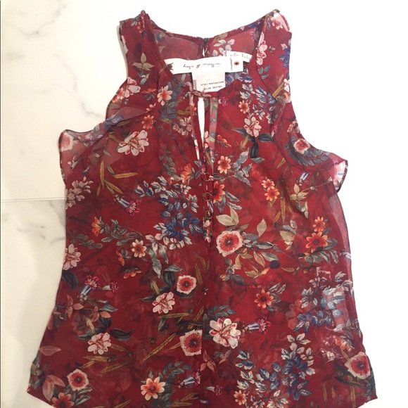 SOLD! Willow & Clay Deep Red Floral Blouse NWT - Picture 1 of 5